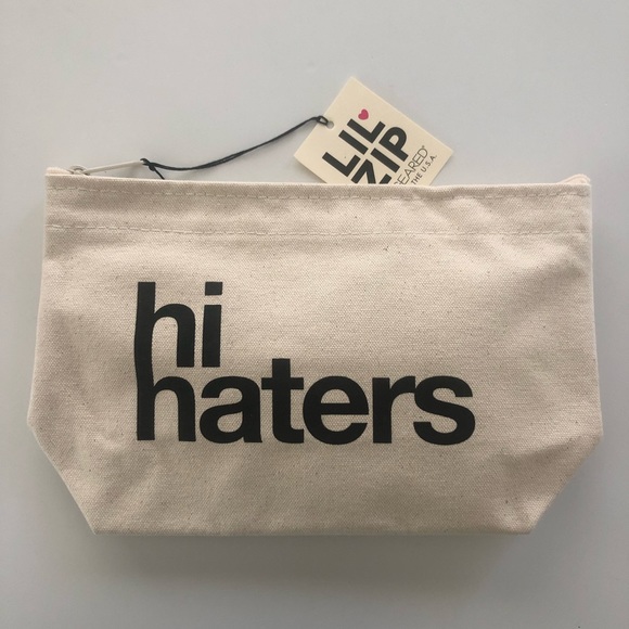 'Hi Haters' Statement Bag Canvas Pouch Clutch, NWT - Picture 3 of 7